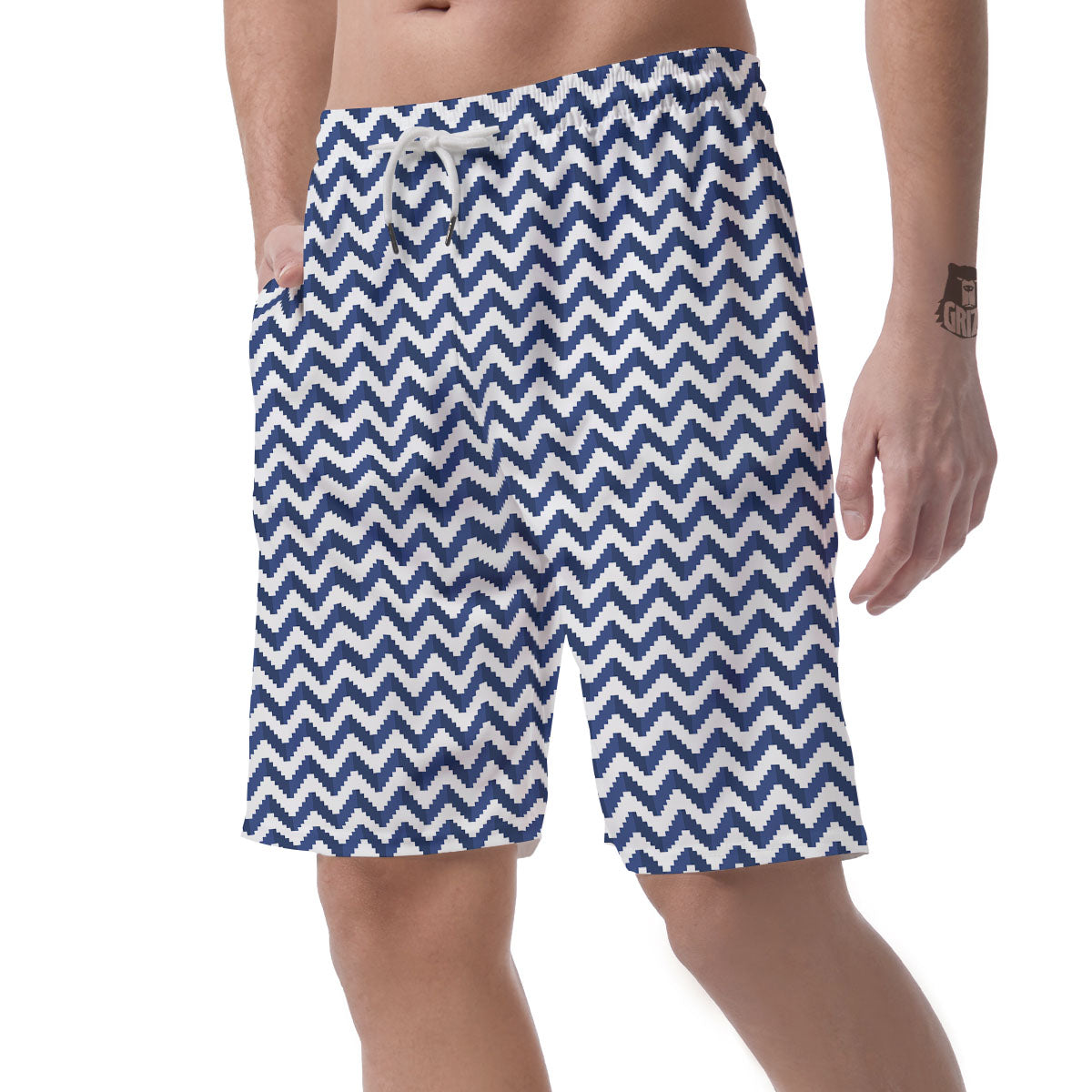 Pixel Zigzag Print Pattern Men's Shorts-grizzshop
