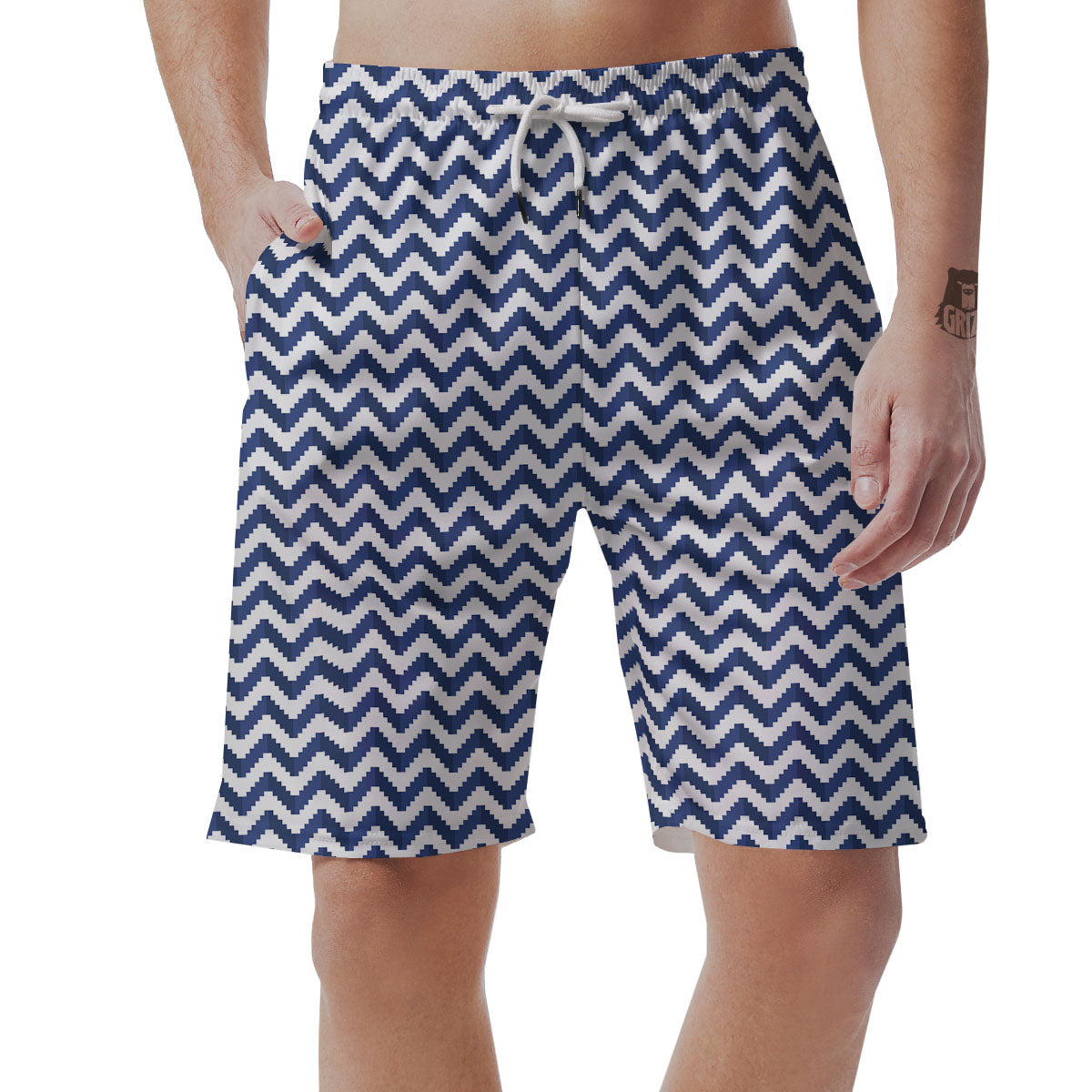Pixel Zigzag Print Pattern Men's Shorts-grizzshop