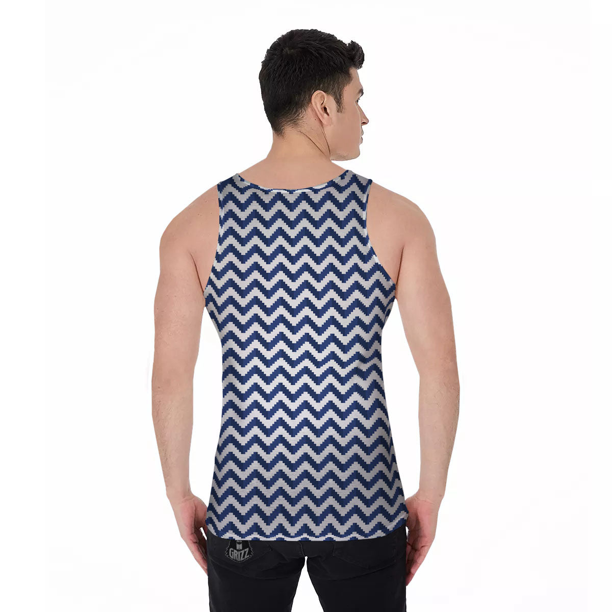 Pixel Zigzag Print Pattern Men's Tank Top-grizzshop