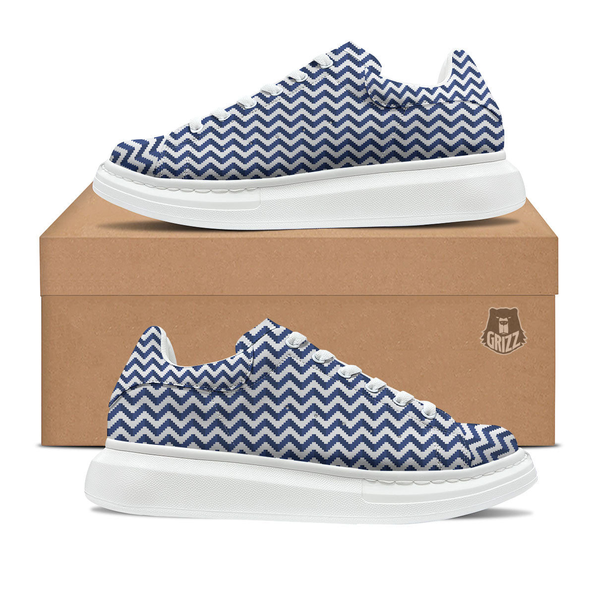 Pixel Zigzag Print Pattern Platform Shoes-grizzshop