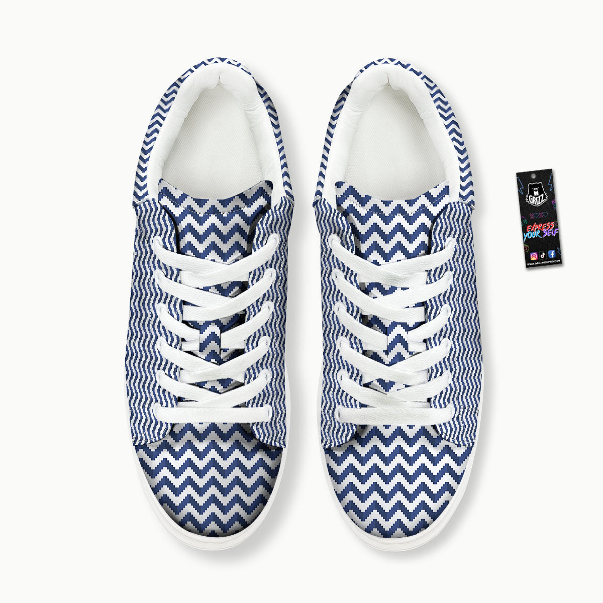 Pixel Zigzag Print Pattern Platform Shoes-grizzshop
