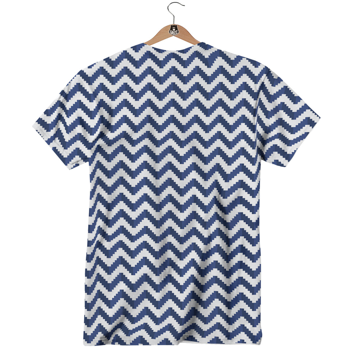 Pixel Zigzag Print Pattern T-Shirt-grizzshop