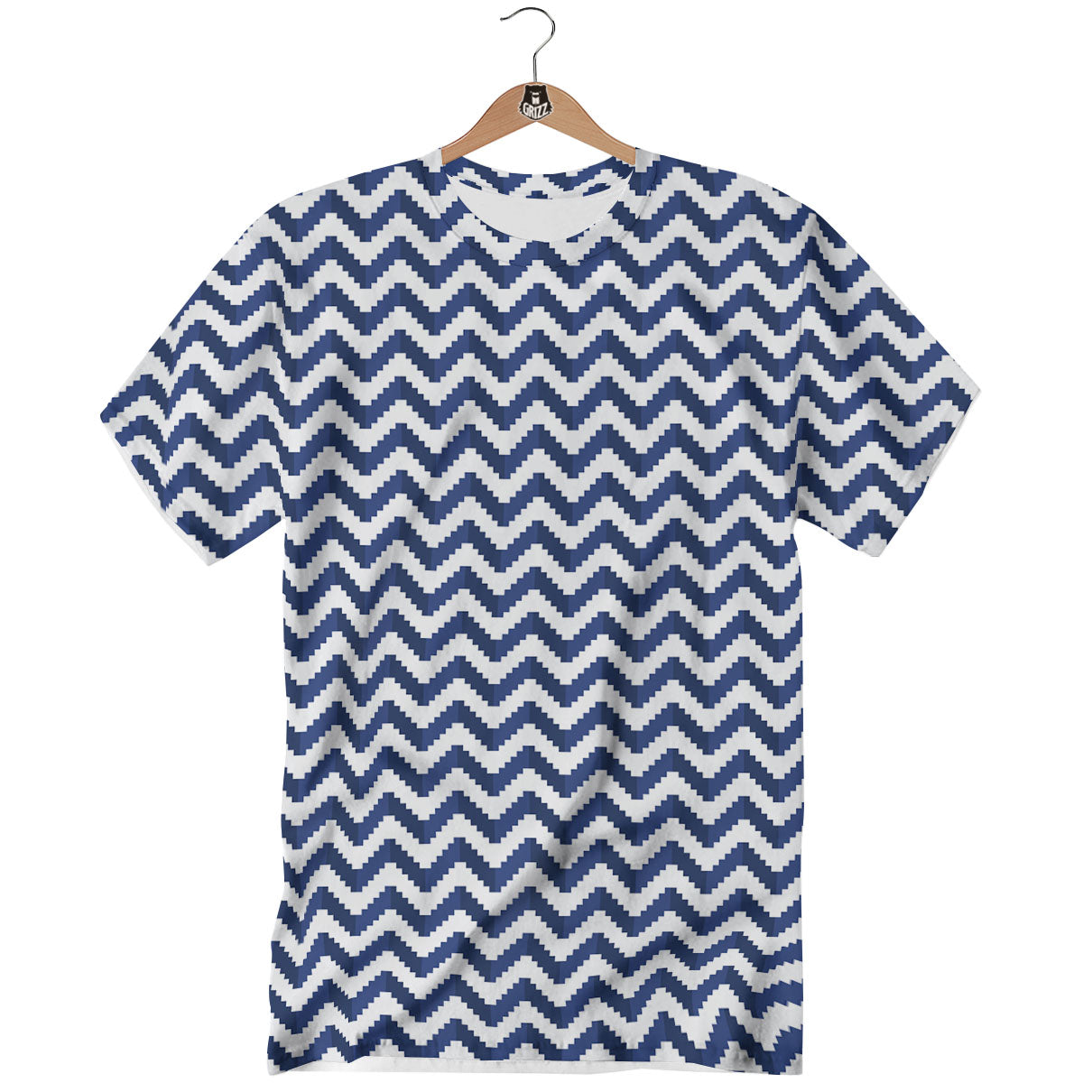 Pixel Zigzag Print Pattern T-Shirt-grizzshop