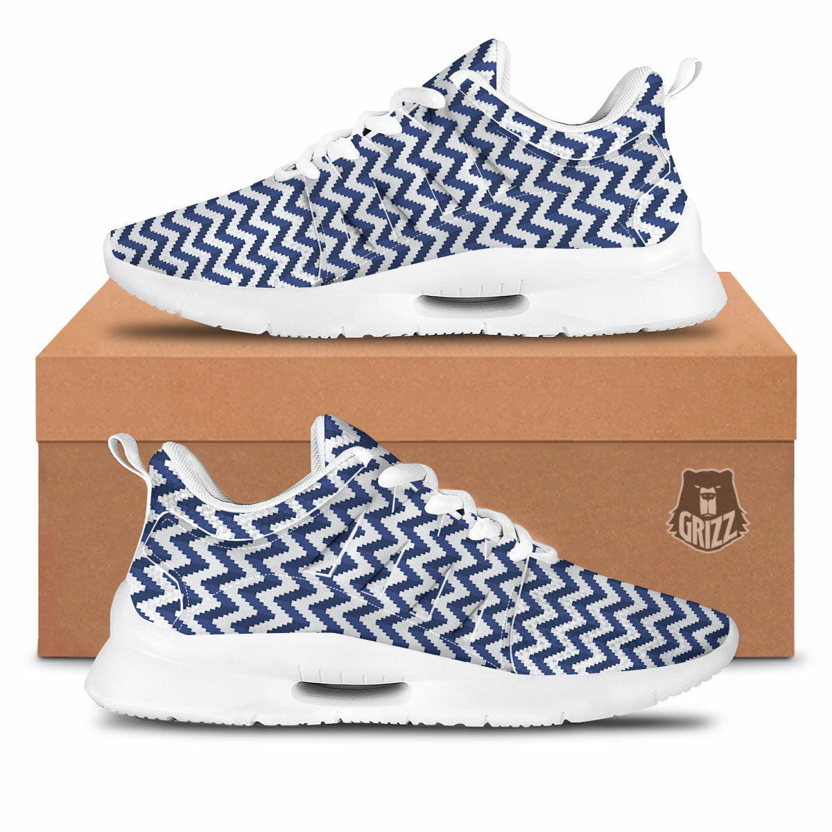 Pixel Zigzag Print Pattern Tennis Shoes-grizzshop