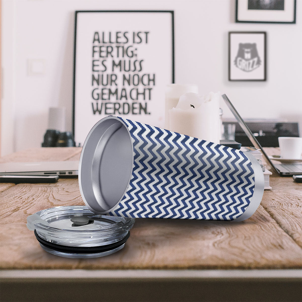 Pixel Zigzag Print Pattern Tumbler-grizzshop