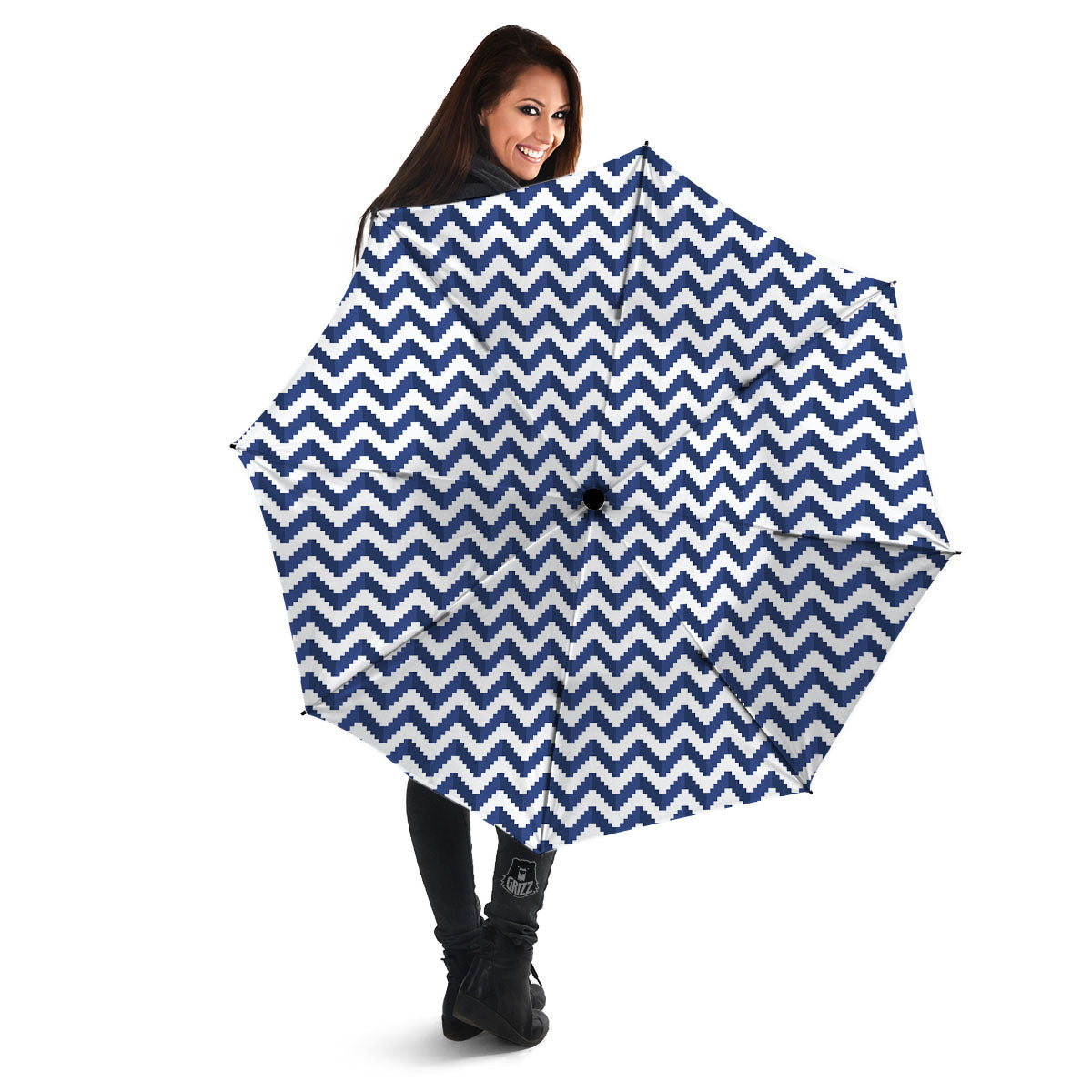 Pixel Zigzag Print Pattern Umbrella-grizzshop