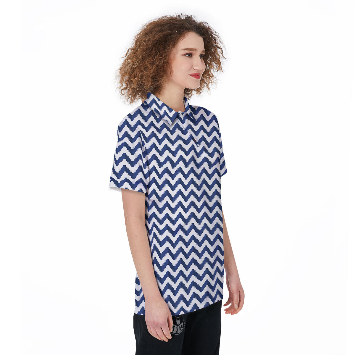 Pixel Zigzag Print Pattern Women's Golf Shirts-grizzshop