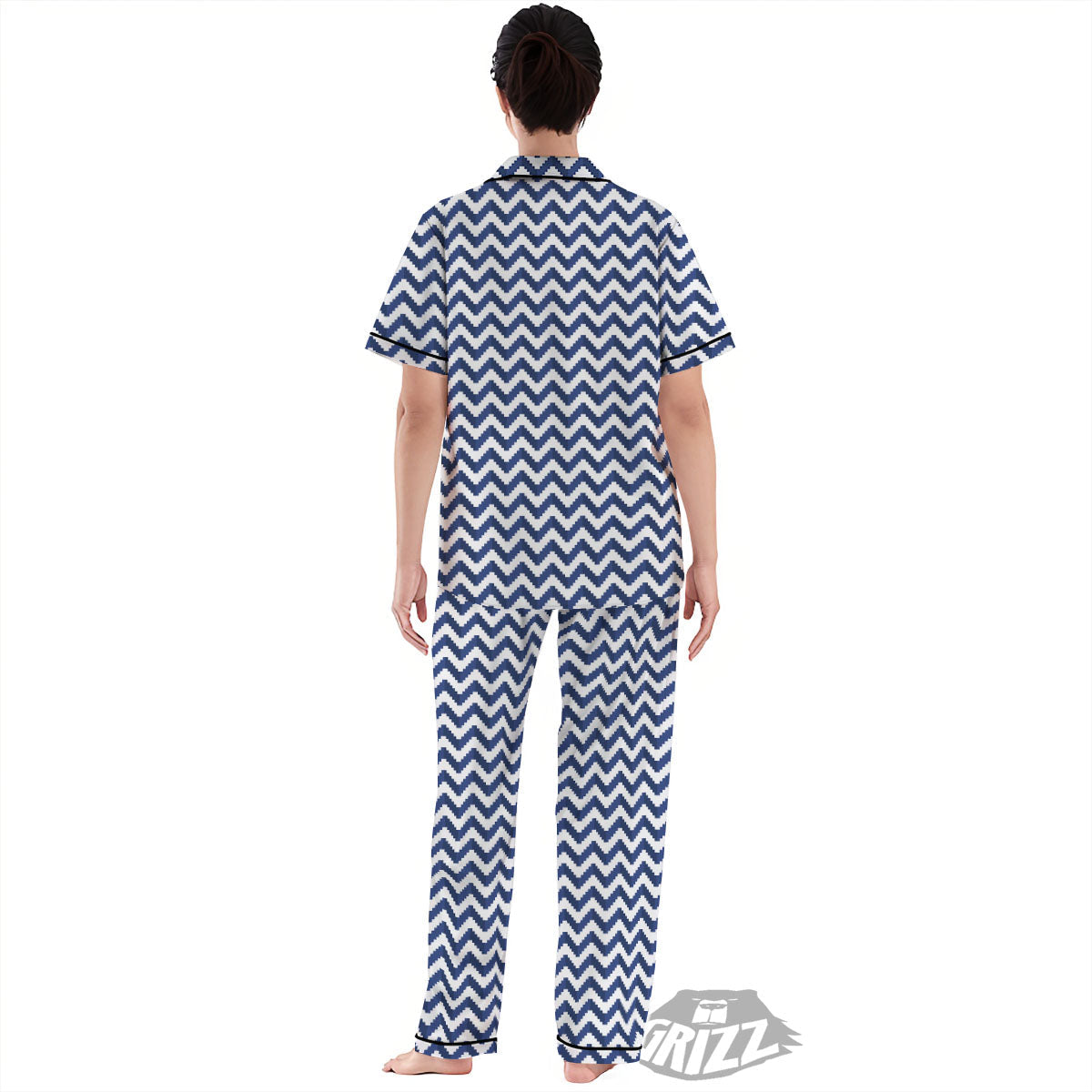 Pixel Zigzag Print Pattern Women's Pajamas Set-grizzshop