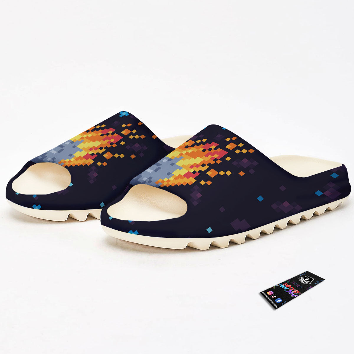 Pixel 8 Bit Meteorite Burnning Print Sandals-grizzshop