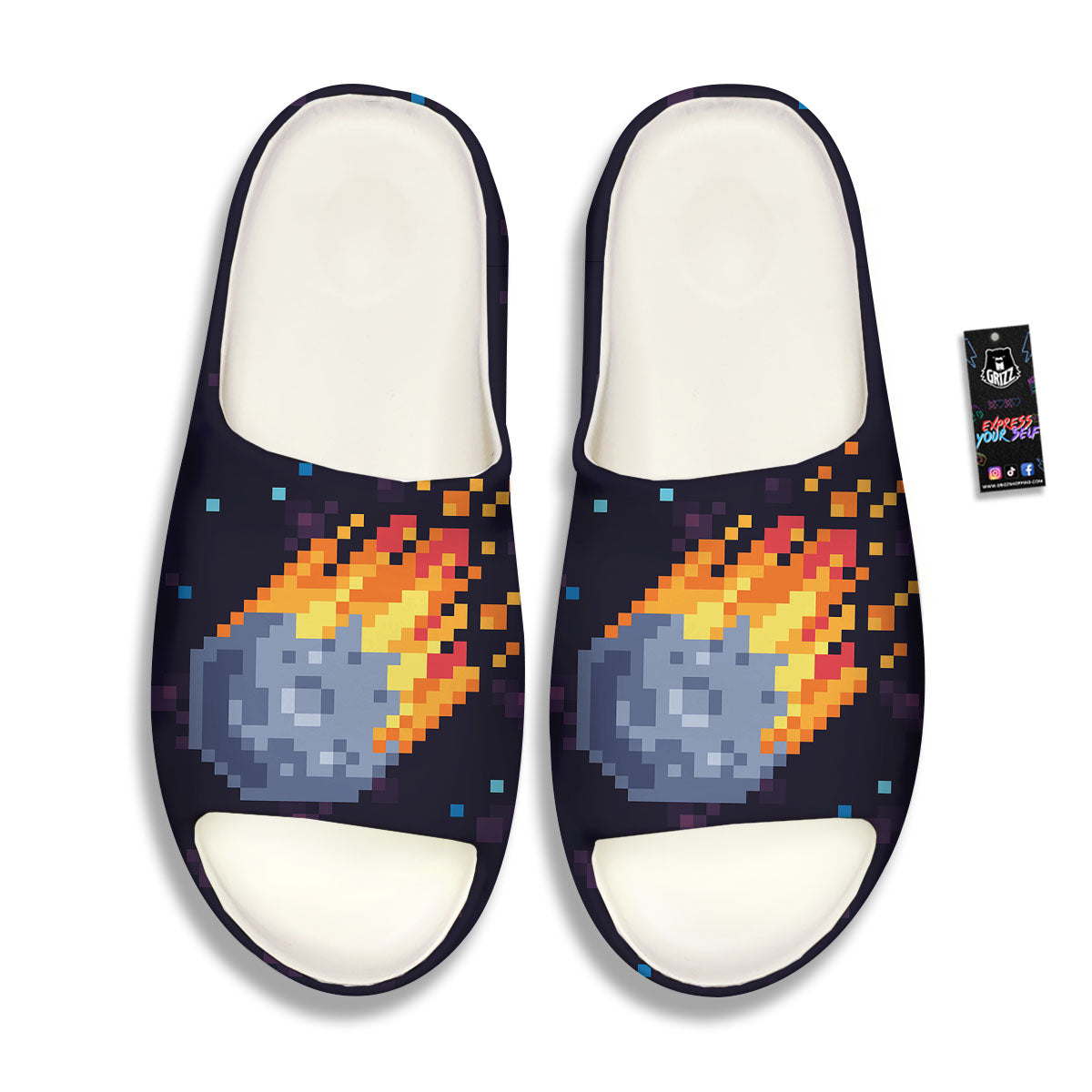 Pixel 8 Bit Meteorite Burnning Print Sandals-grizzshop