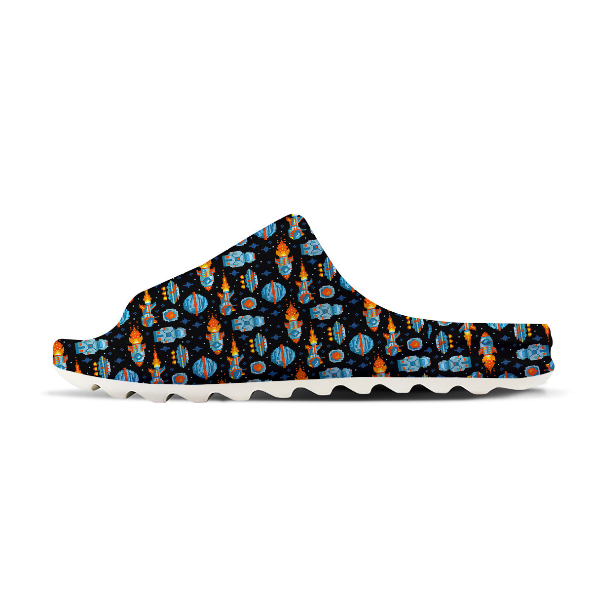 Pixel Art Space 8 Bit Print Pattern Sandals-grizzshop