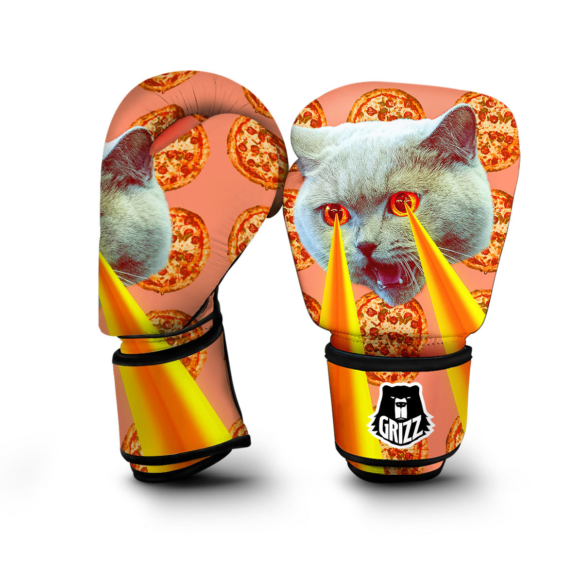 Pizza And Cat Print Boxing Gloves-grizzshop