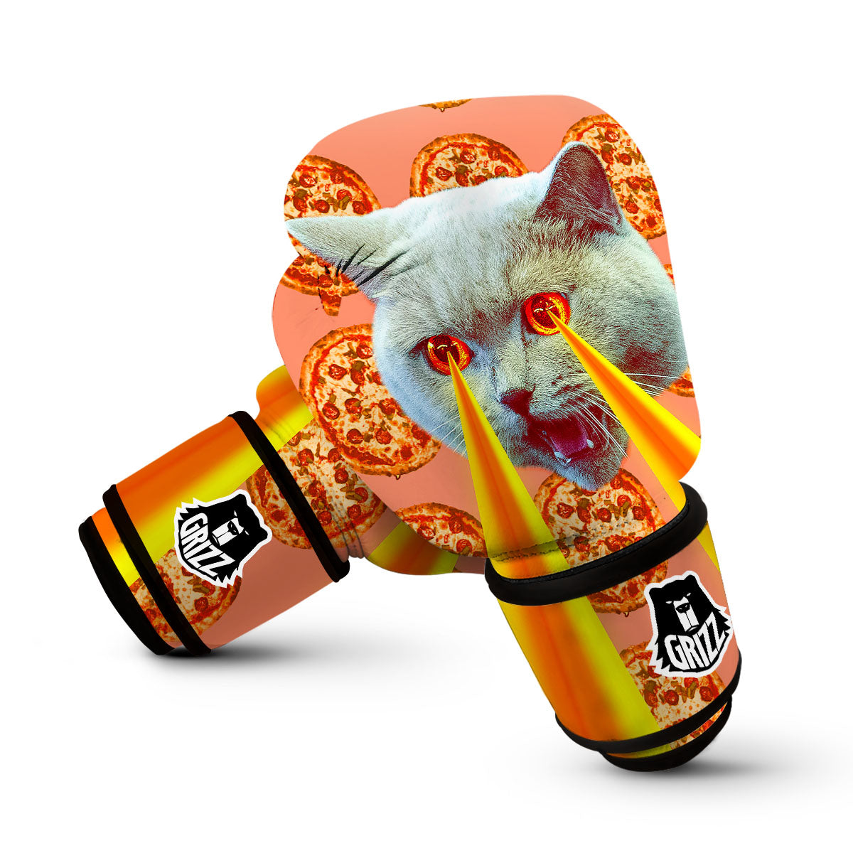 Pizza And Cat Print Boxing Gloves-grizzshop