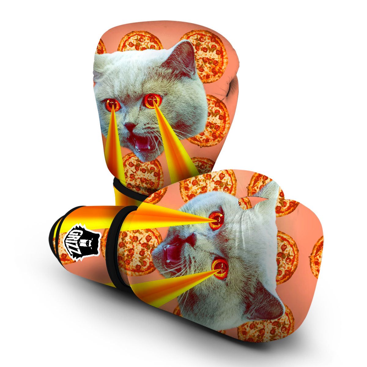 Pizza And Cat Print Boxing Gloves-grizzshop