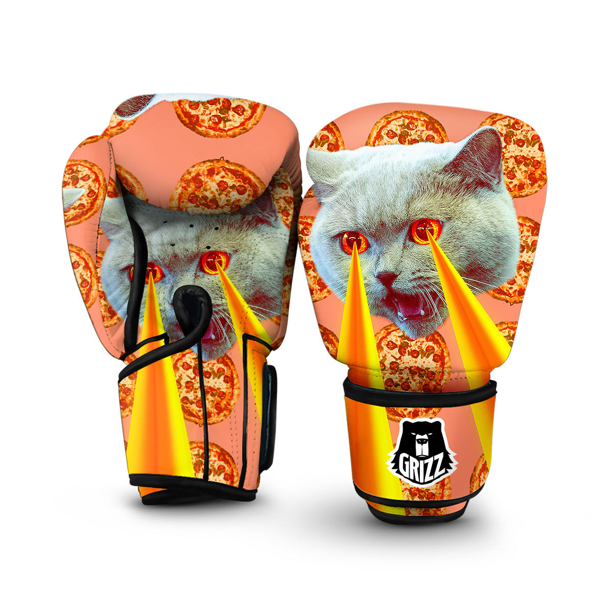 Pizza And Cat Print Boxing Gloves-grizzshop