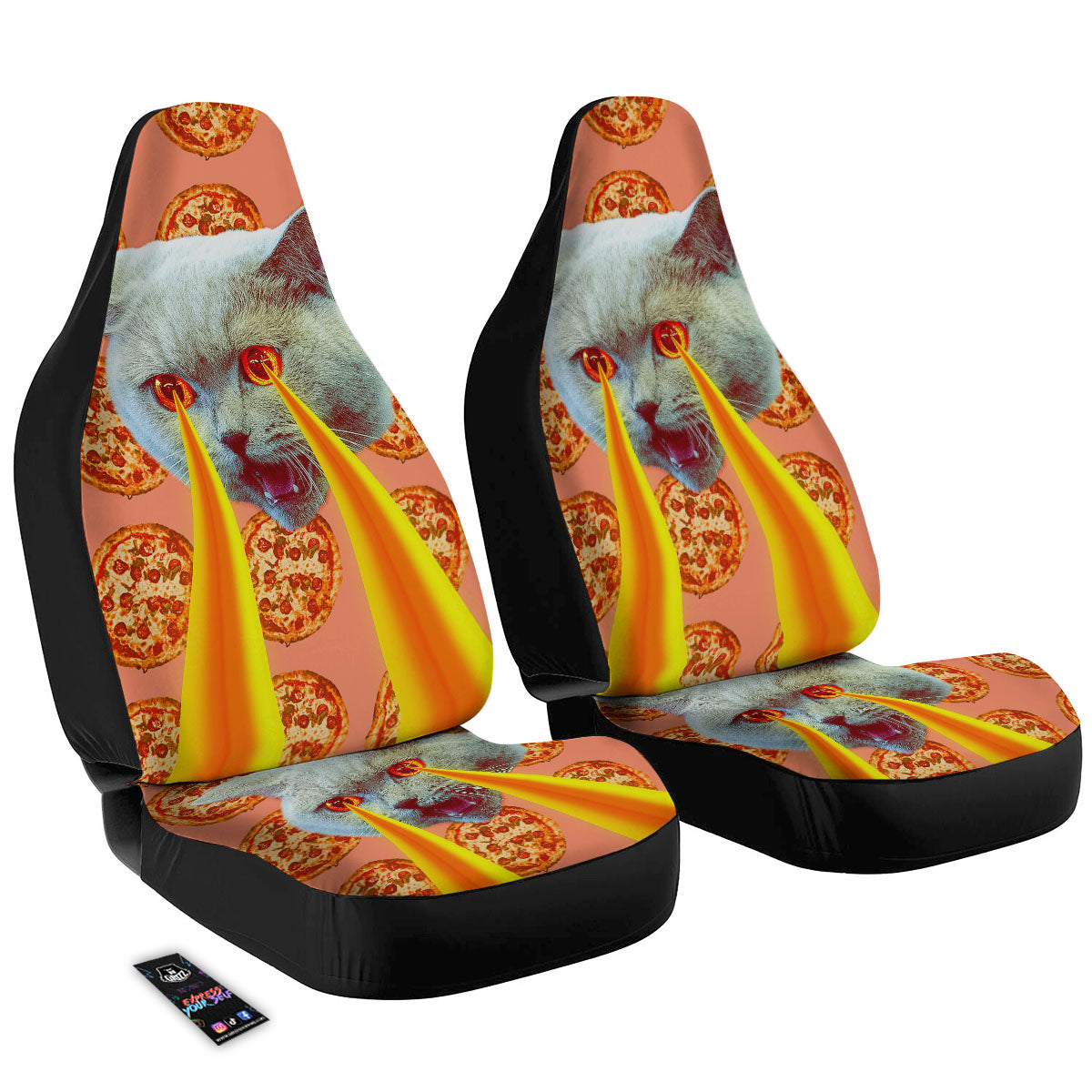 Pizza And Cat Print Car Seat Covers-grizzshop