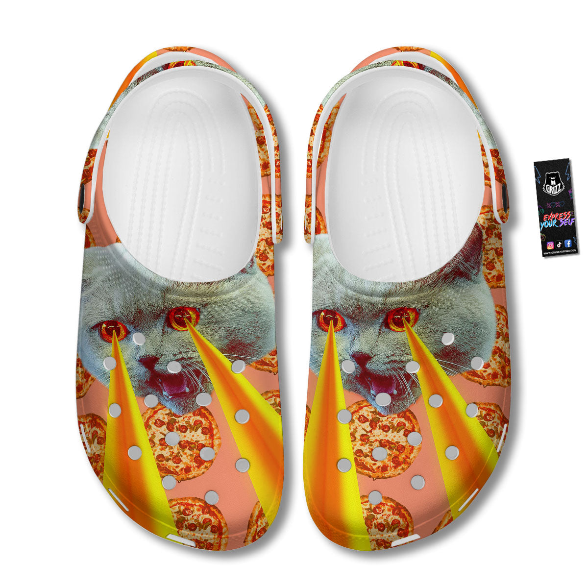 Pizza And Cat Print Clog-grizzshop