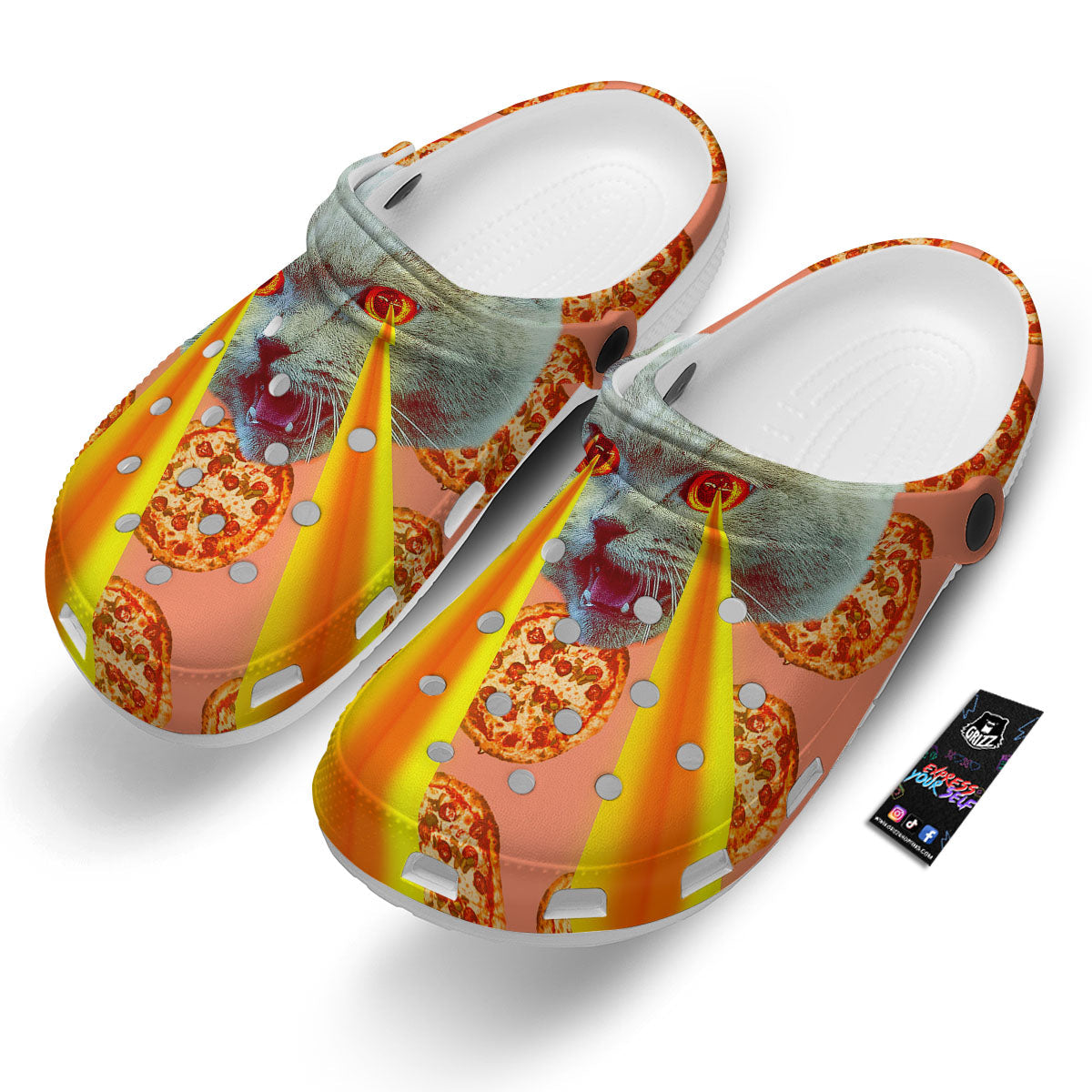 Pizza And Cat Print Clog-grizzshop