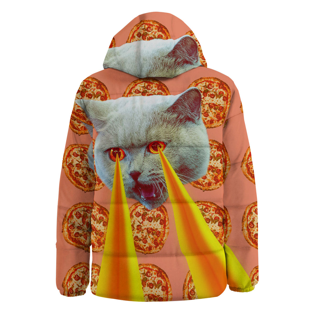 Pizza And Cat Print Down Jacket-grizzshop