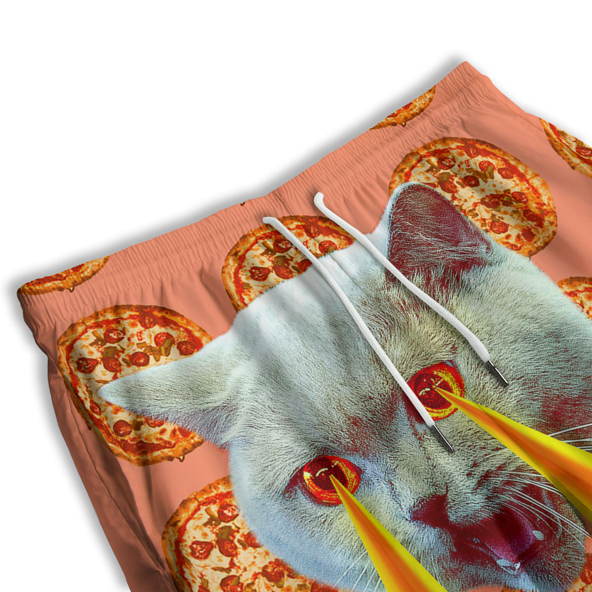 Pizza And Cat Print Men's Athletic Shorts