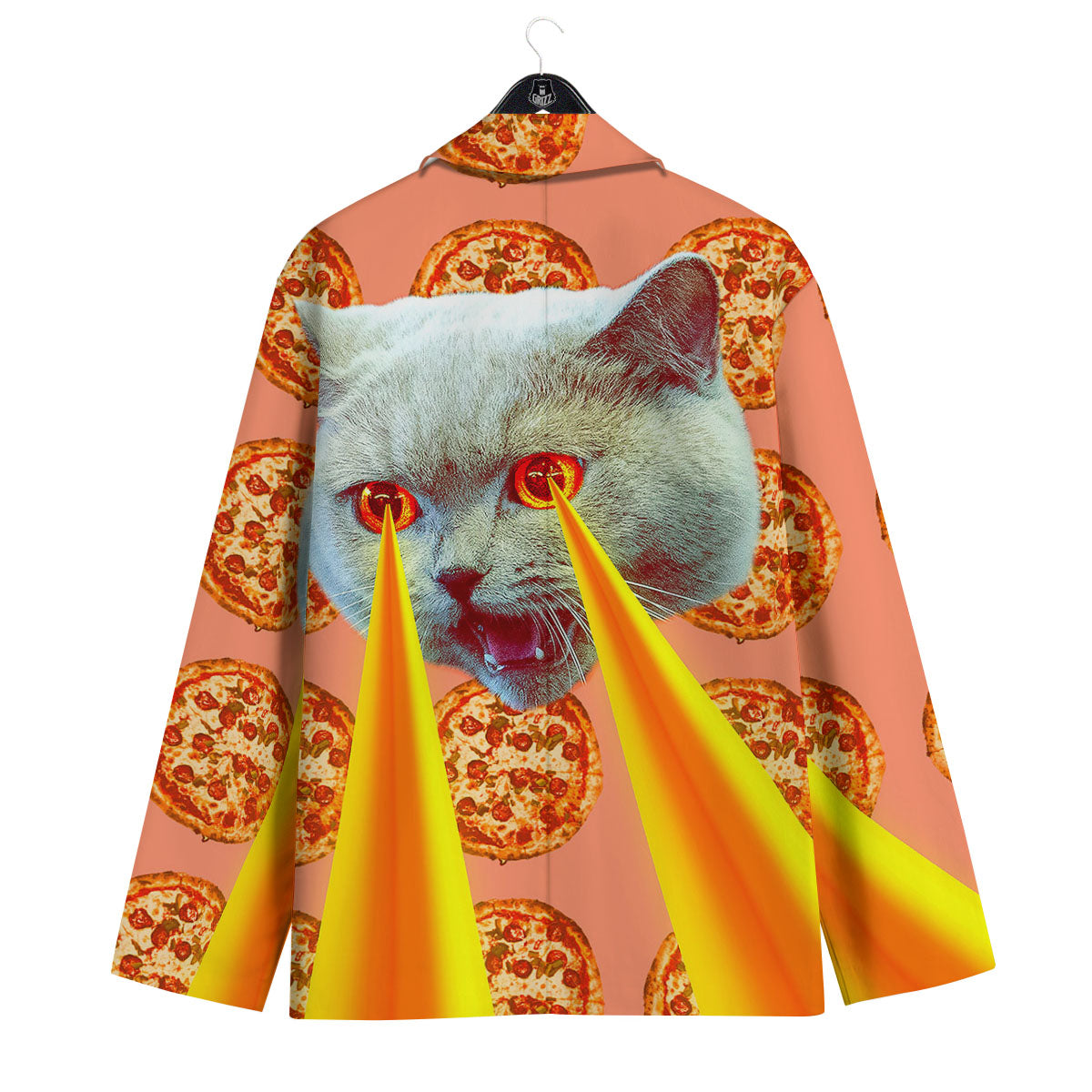Pizza And Cat Print Men's Sport Coat-grizzshop