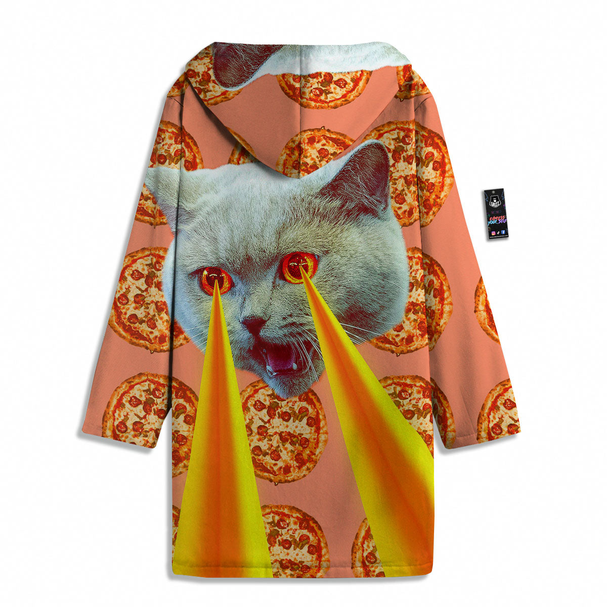 Pizza And Cat Print Men's Windbreaker Jacket-grizzshop