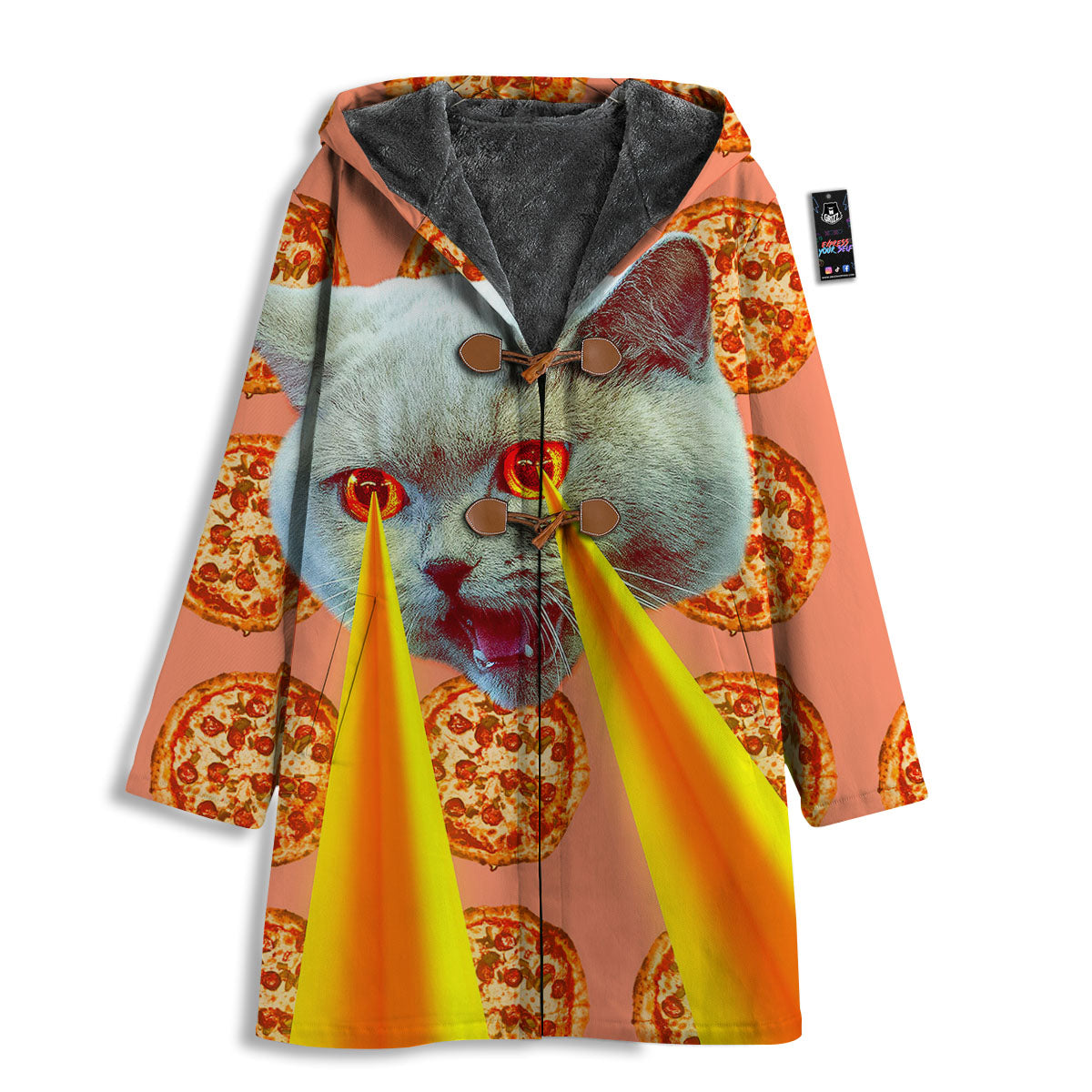 Pizza And Cat Print Men's Windbreaker Jacket-grizzshop