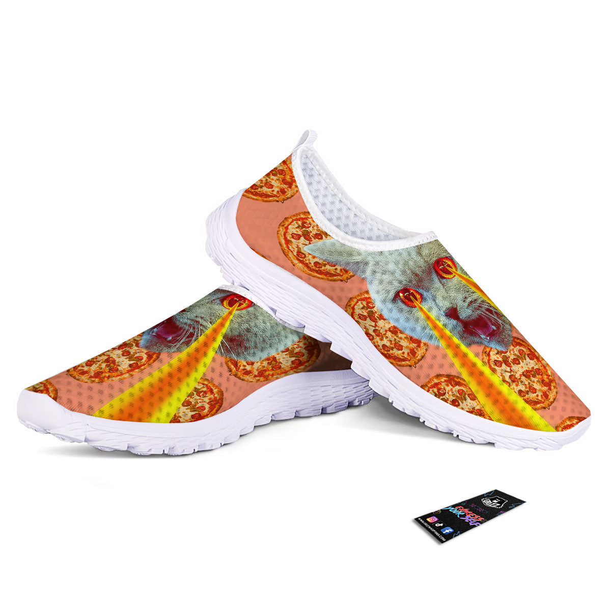 Pizza And Cat Print Nurse Shoes-grizzshop