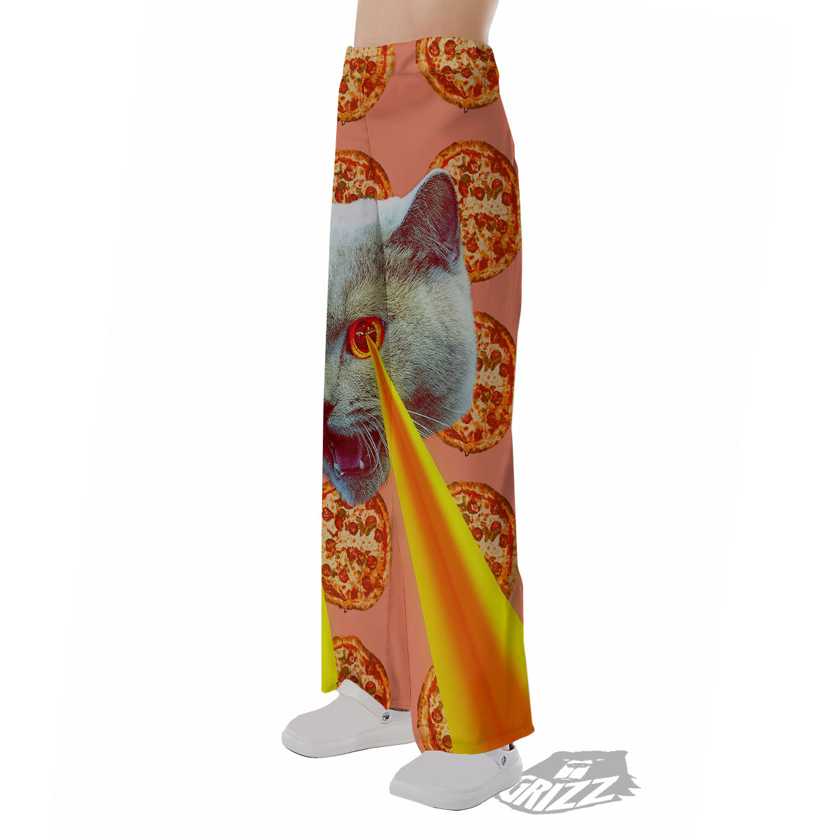 Pizza And Cat Print Pajama Pants-grizzshop