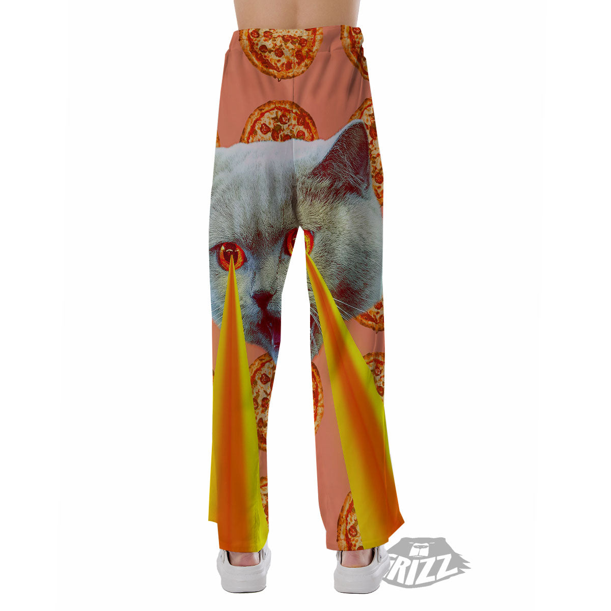 Pizza And Cat Print Pajama Pants-grizzshop