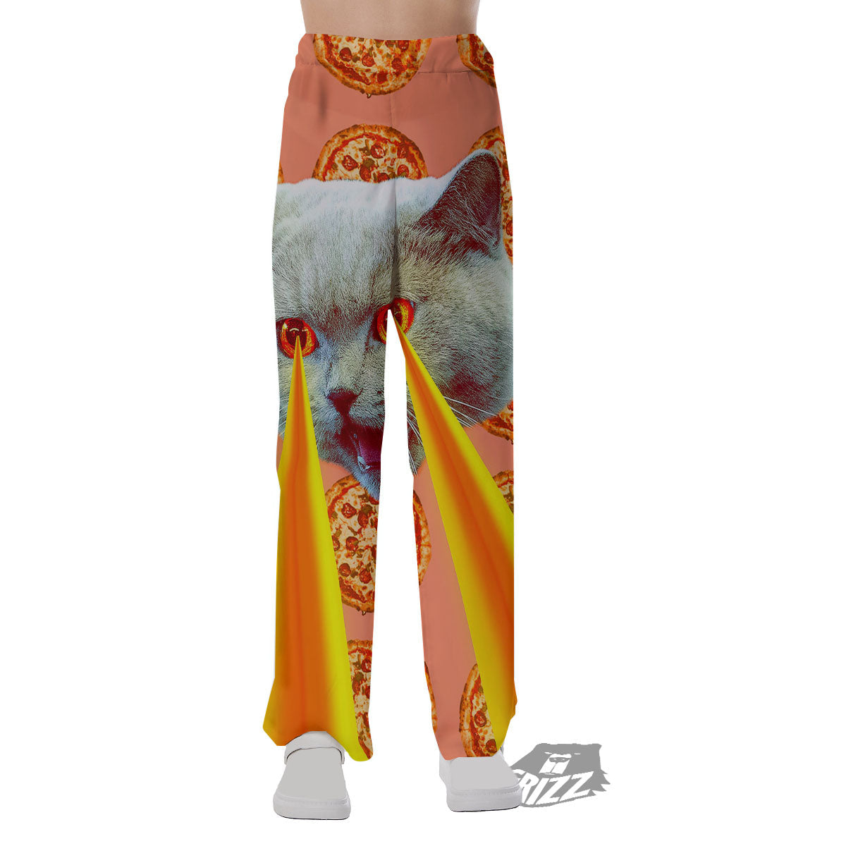 Pizza And Cat Print Pajama Pants-grizzshop