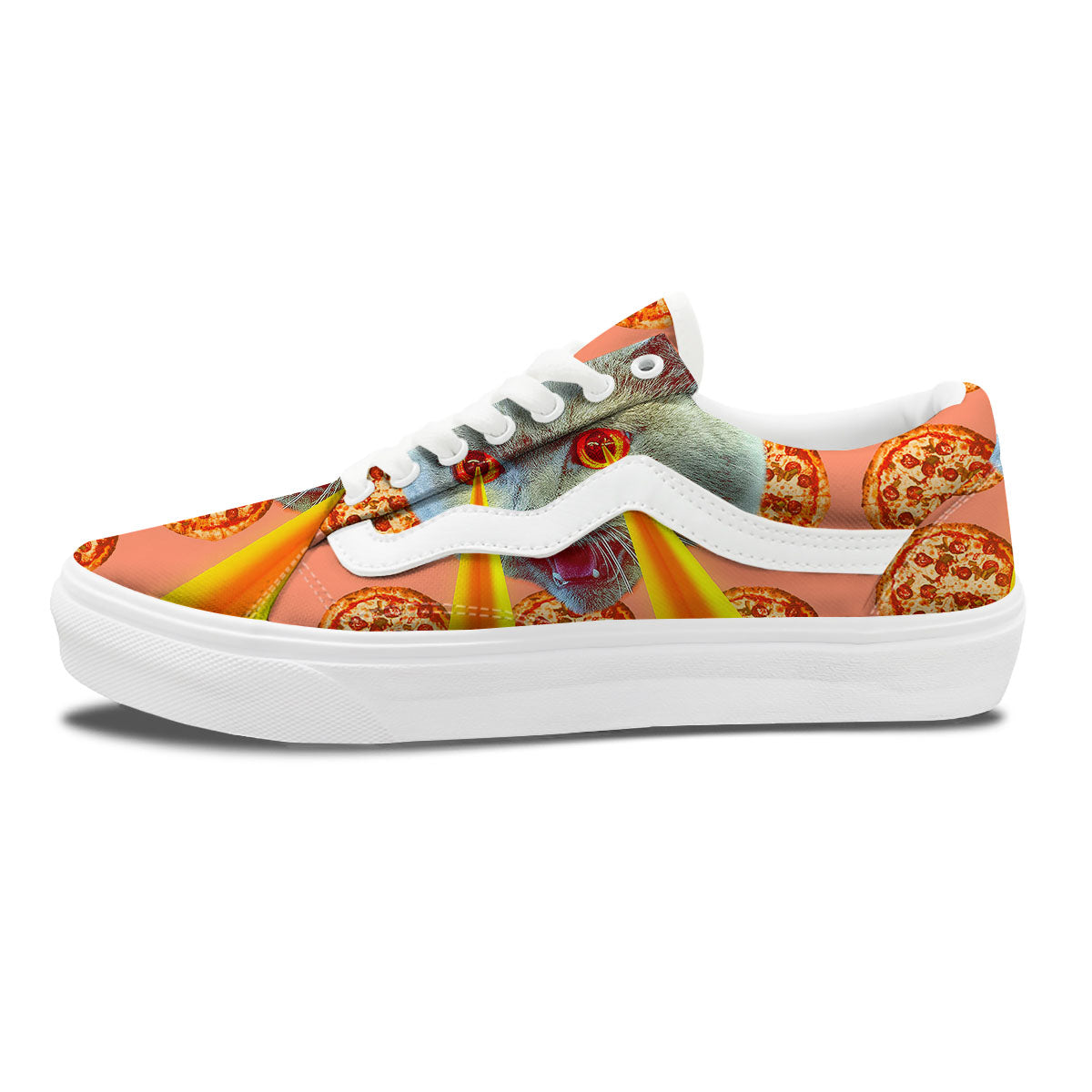 Pizza And Cat Print Skate Shoes-grizzshop