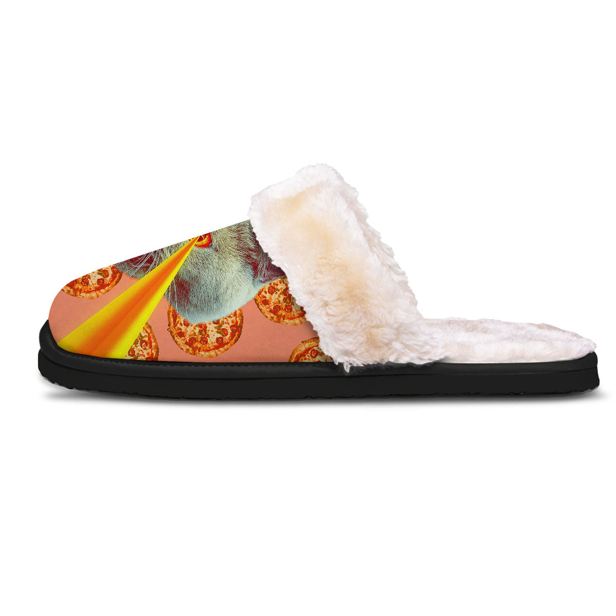 Pizza And Cat Print Slippers-grizzshop