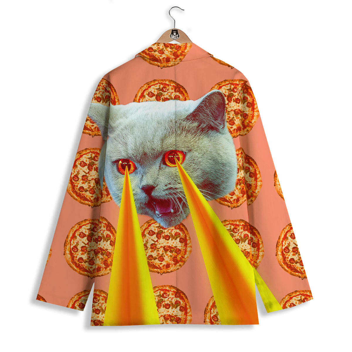 Pizza And Cat Print Women's Blazer-grizzshop