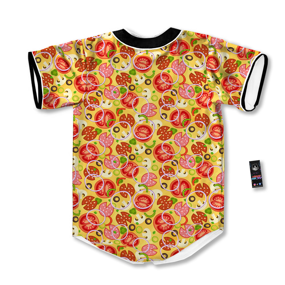 Pizza And Different Ingredients Print Pattern Baseball Jersey-grizzshop
