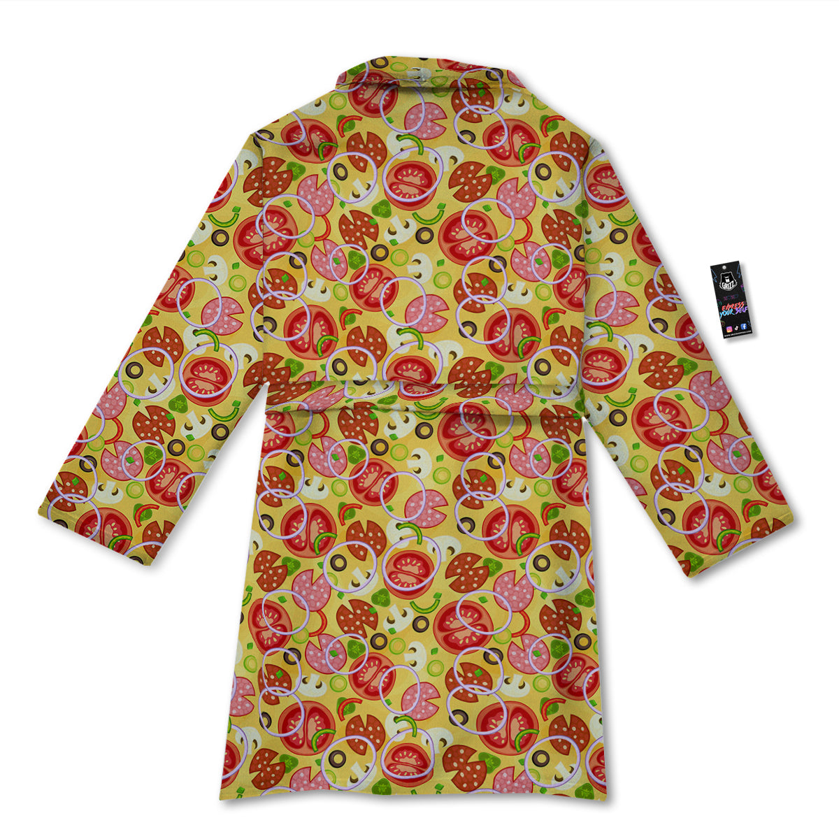 Pizza And Different Ingredients Print Pattern Bathrobe-grizzshop