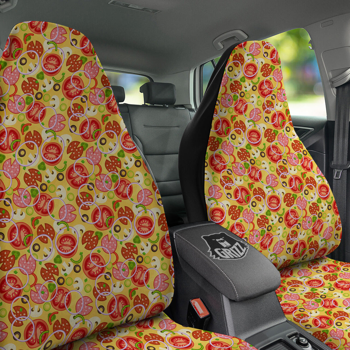 Pizza And Different Ingredients Print Pattern Car Seat Covers-grizzshop