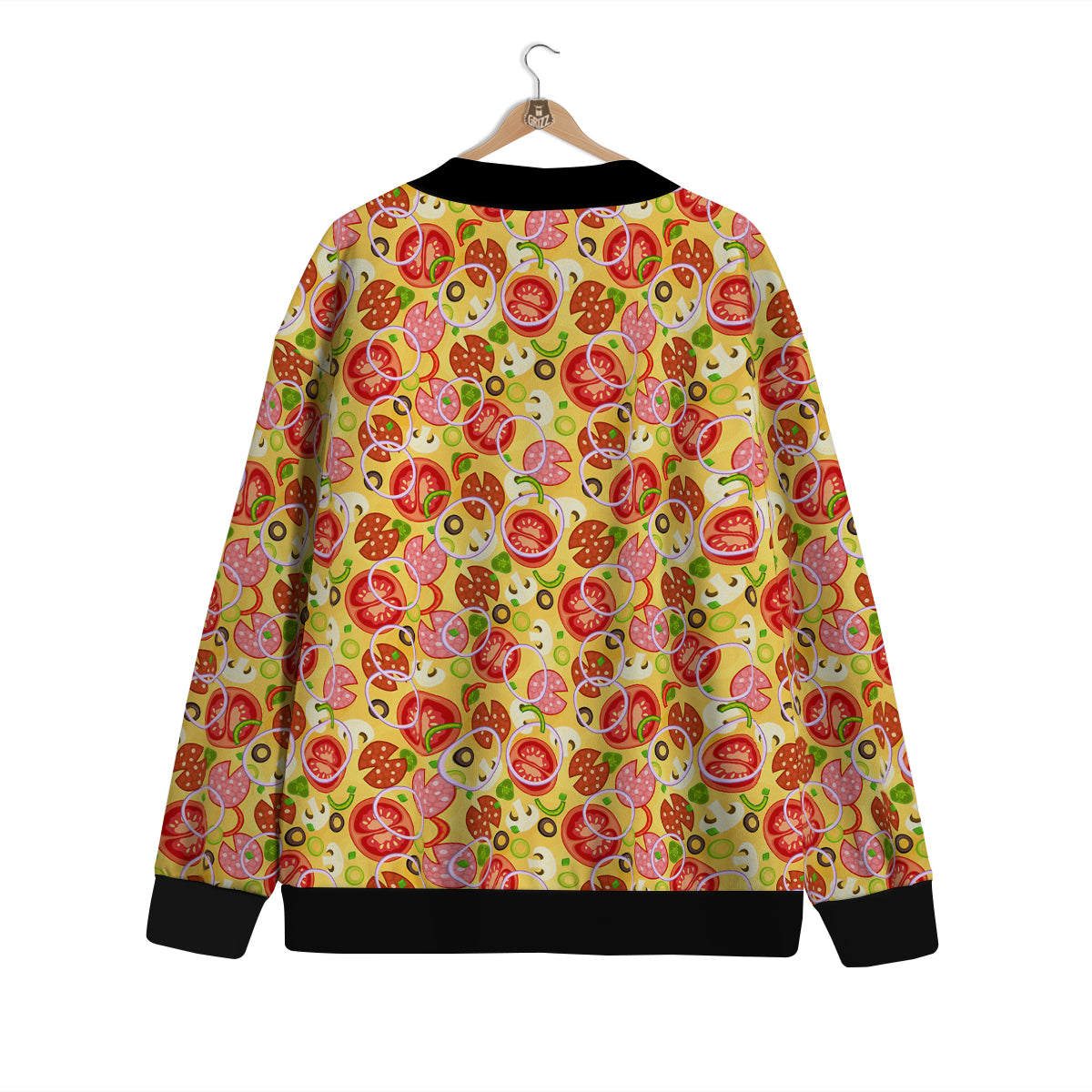 Pizza And Different Ingredients Print Pattern Cardigan-grizzshop