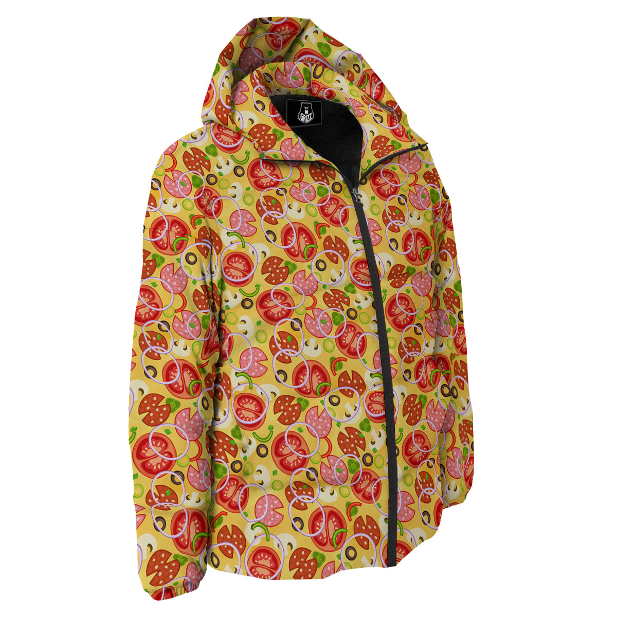 Pizza And Different Ingredients Print Pattern Down Jacket-grizzshop
