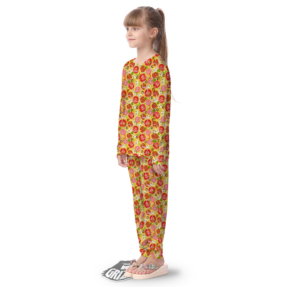 Pizza And Different Ingredients Print Pattern Kid's Pajamas-grizzshop