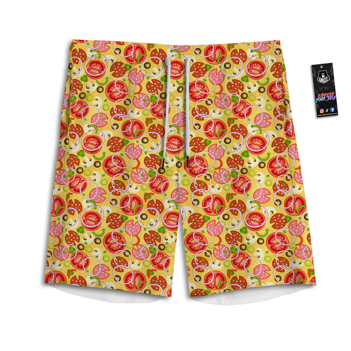 Pizza And Different Ingredients Print Pattern Men's Athletic Shorts