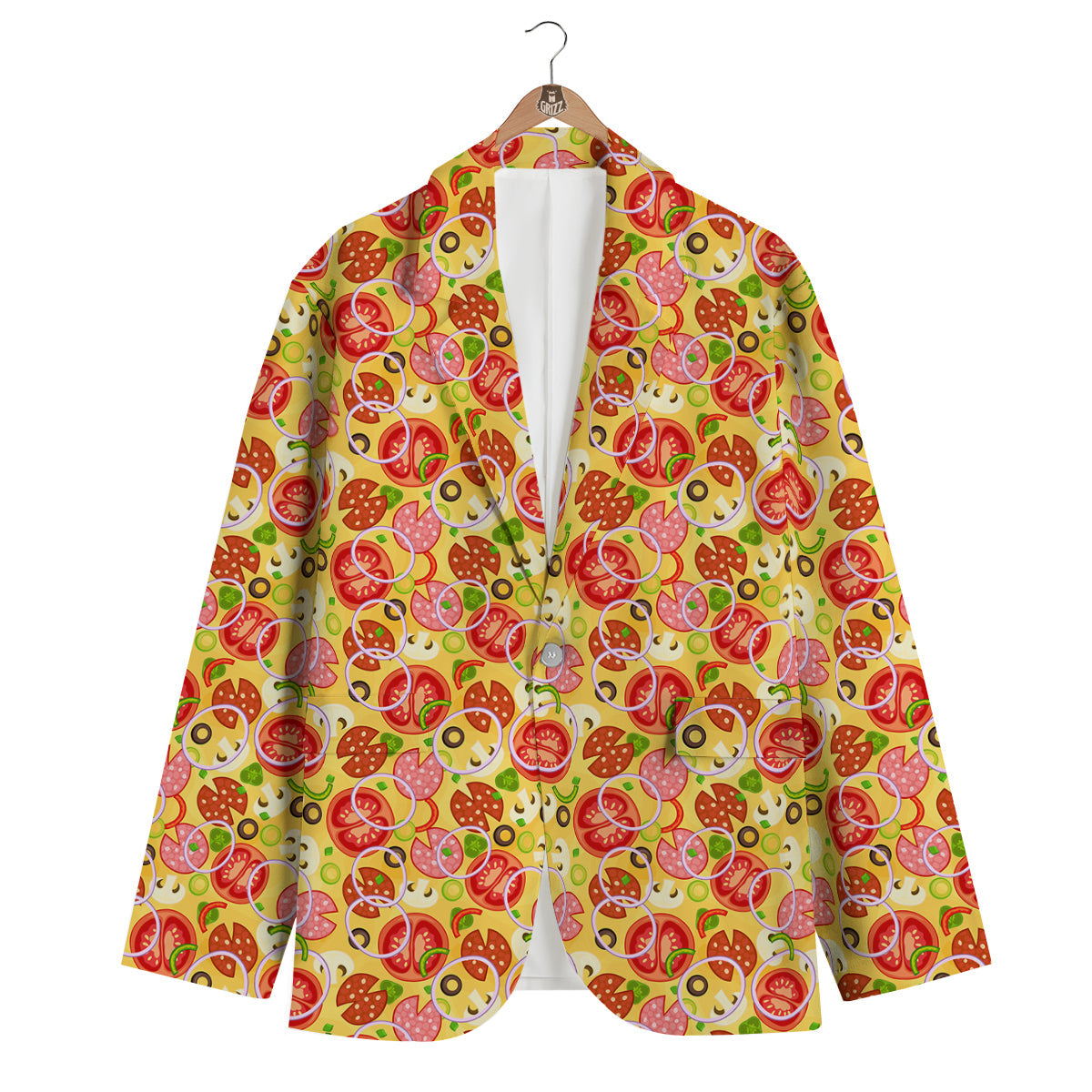 Pizza And Different Ingredients Print Pattern Men's Blazer-grizzshop