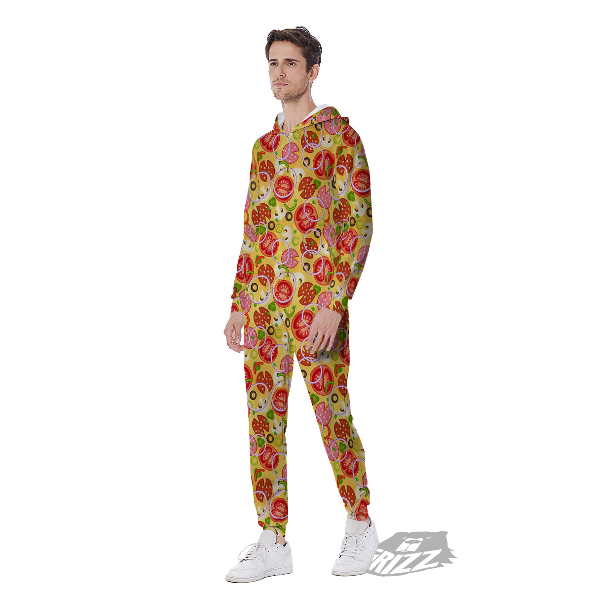 Pizza And Different Ingredients Print Pattern Men's Jumpsuit-grizzshop