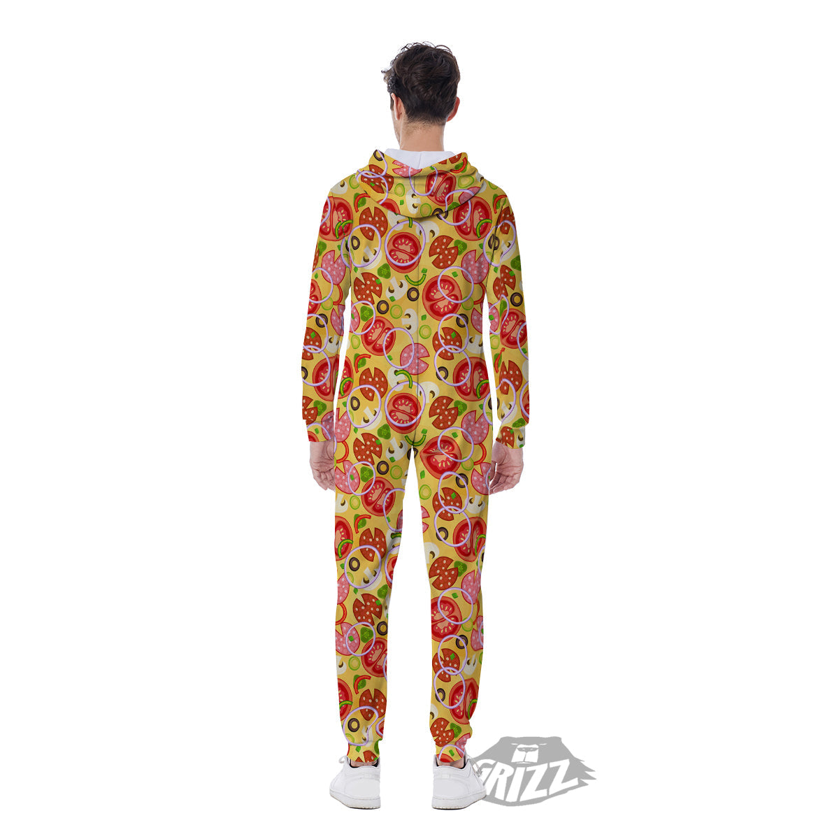 Pizza And Different Ingredients Print Pattern Men's Jumpsuit-grizzshop