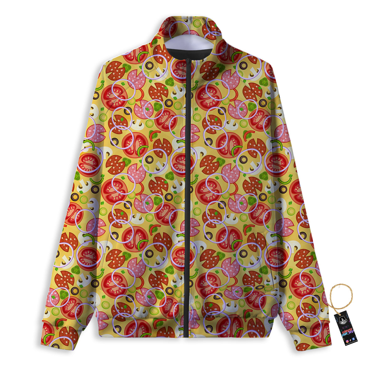 Pizza And Different Ingredients Print Pattern Track Jacket-grizzshop