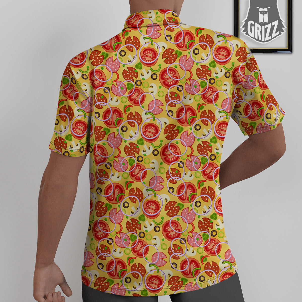 Pizza And Different Ingredients Print Pattern Untucked Shirts-grizzshop