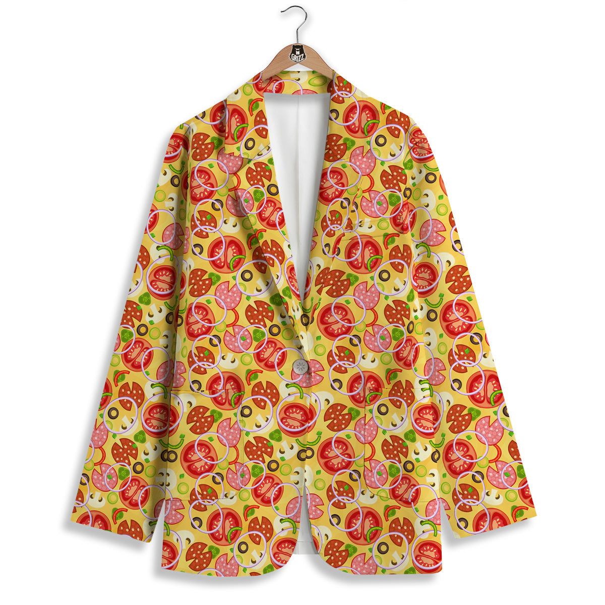 Pizza And Different Ingredients Print Pattern Women's Blazer-grizzshop