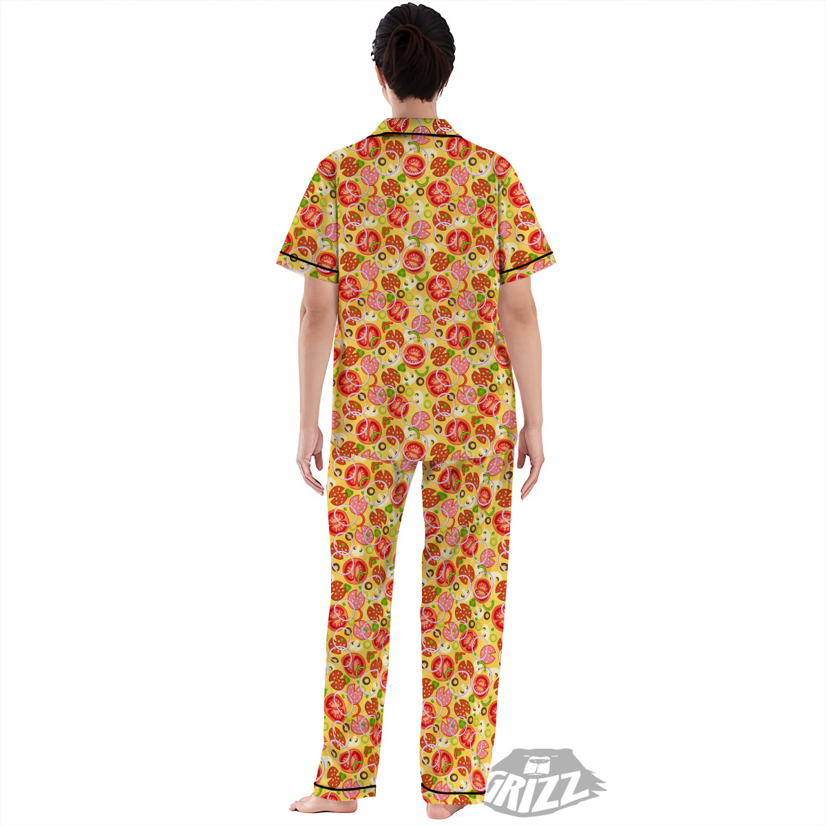 Pizza And Different Ingredients Print Pattern Women's Pajamas Set-grizzshop