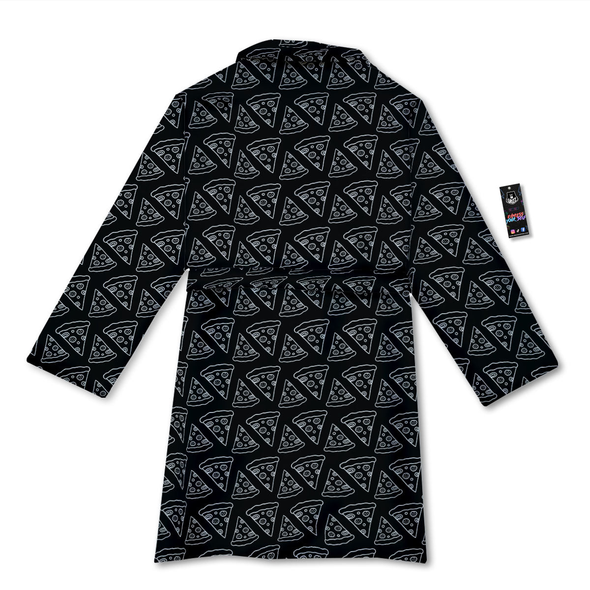 Pizza Black Print Pattern Bathrobe-grizzshop