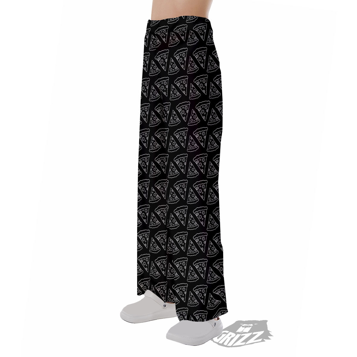 Pizza Black Print Pattern Pajama Pants-grizzshop